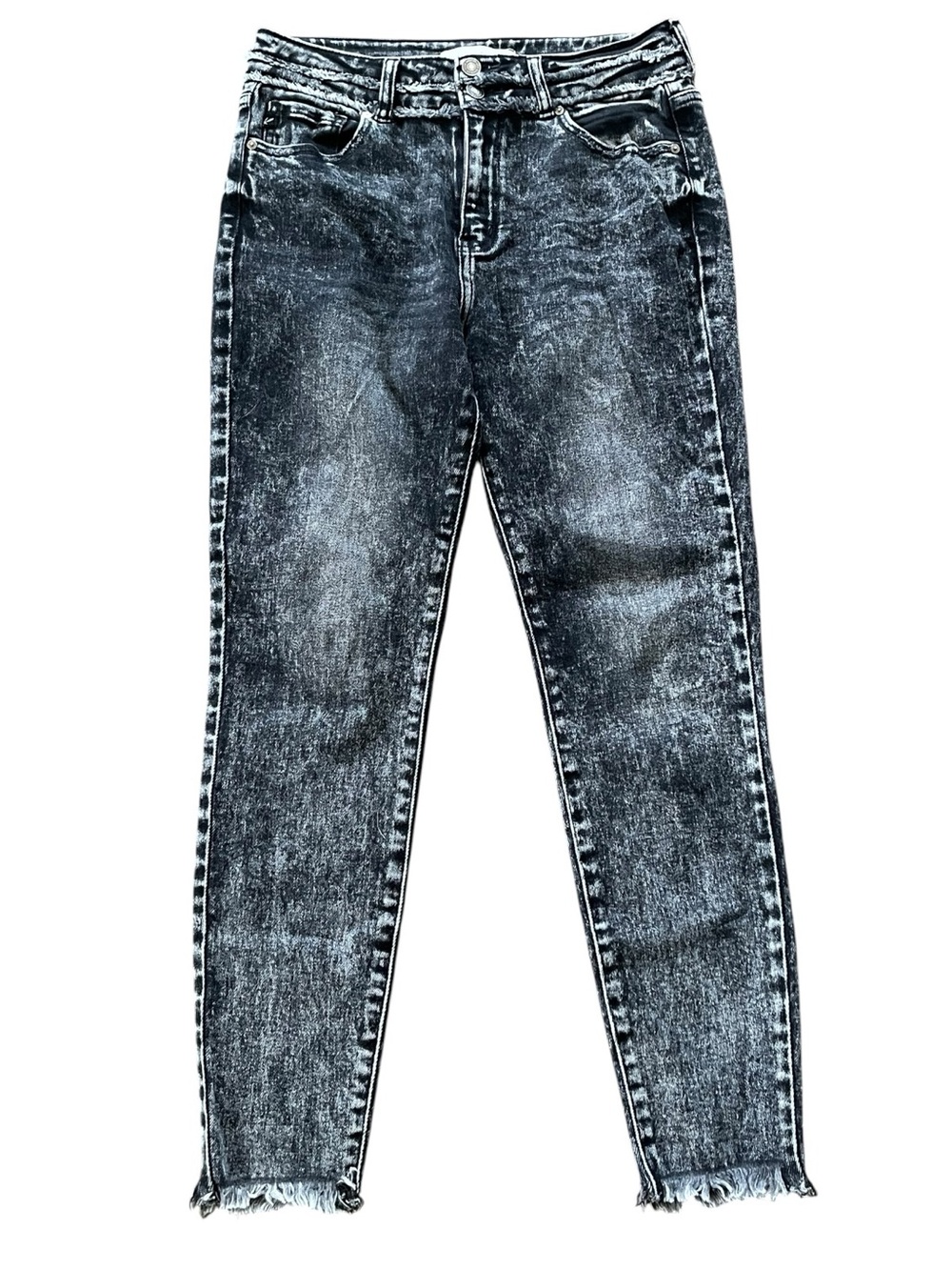 KanCan Women's Skinny Acid-Wash Black Grey Jeans